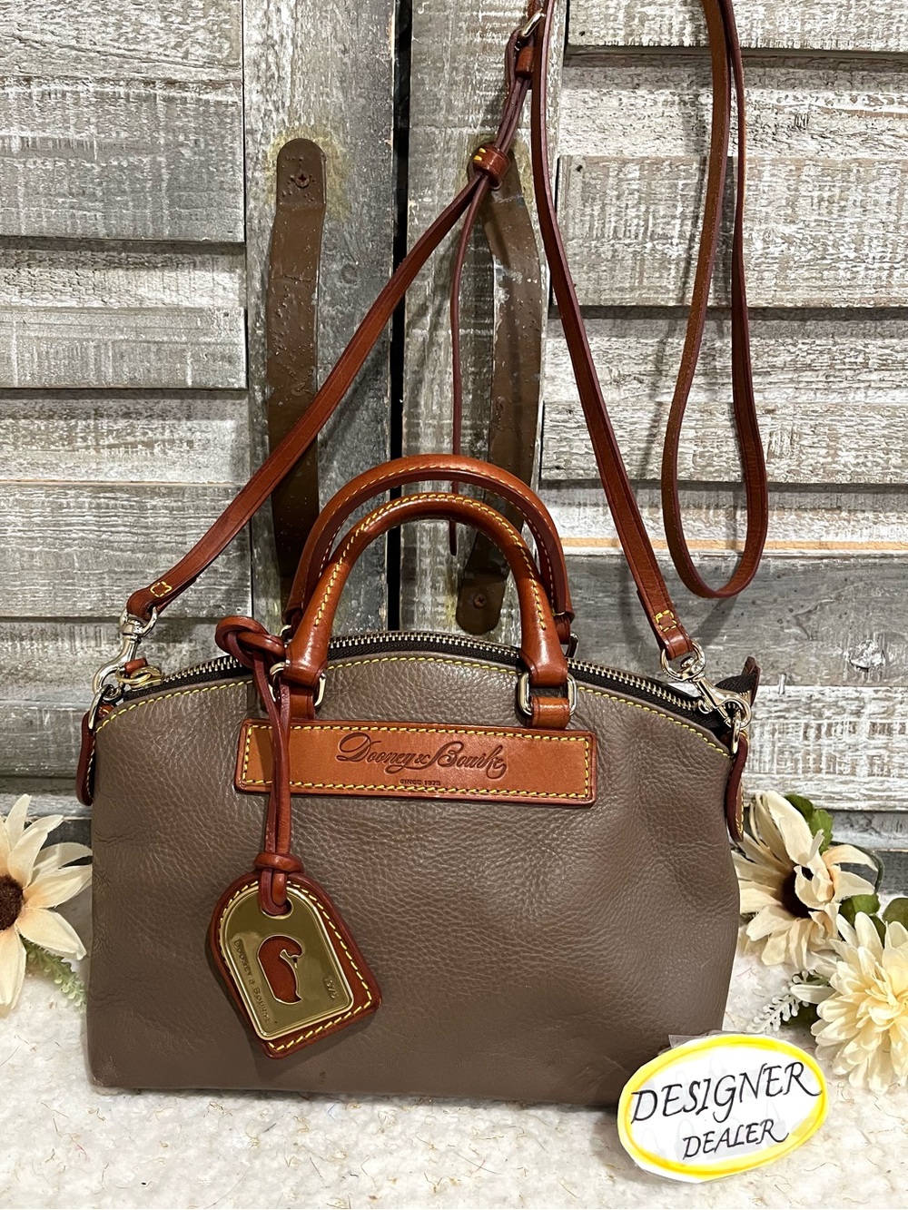 Dooney And Bourke Florentine Vacheltta Mini Leather Satchel Bag VGC! Taupe